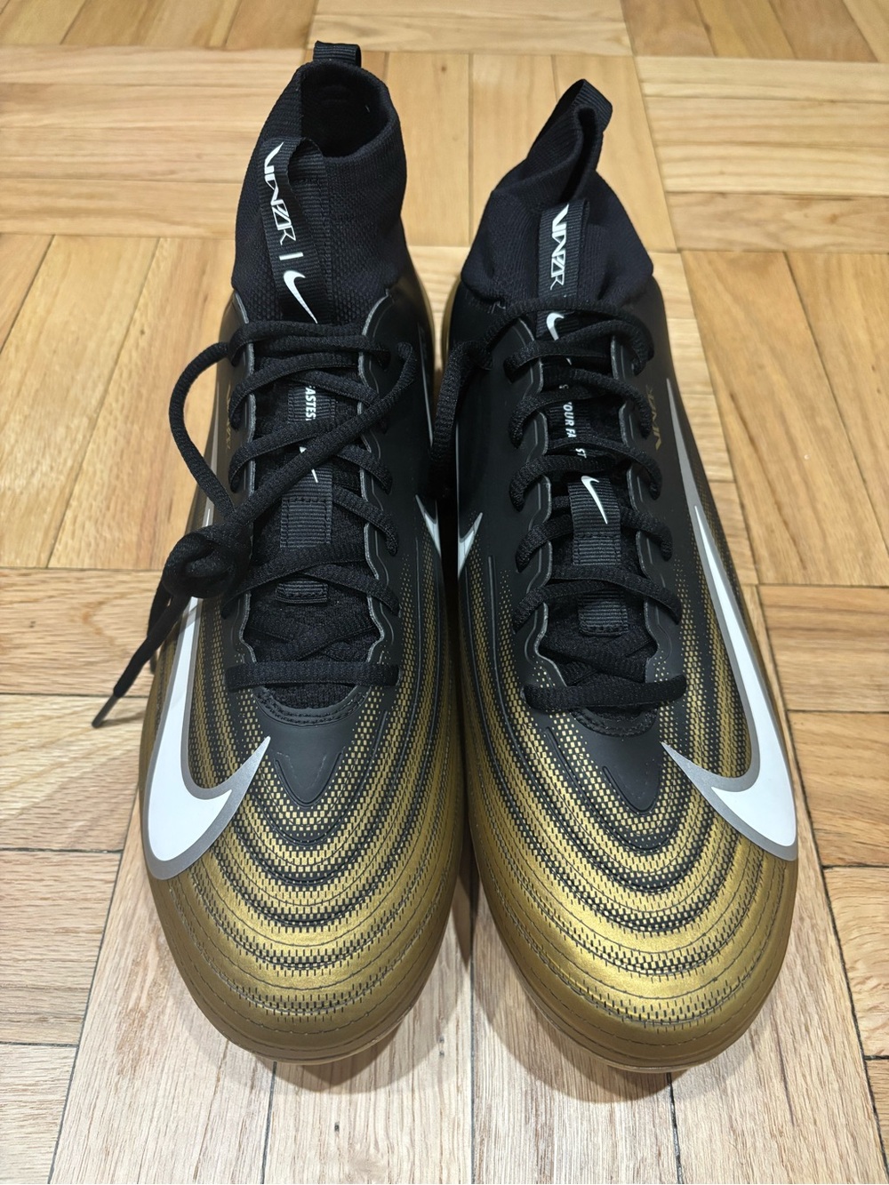 NIKE VAPOR PRO 1 FOOTBALL CLEATS BLACK/GOLDWHITE FB3298-003 Mens US 13